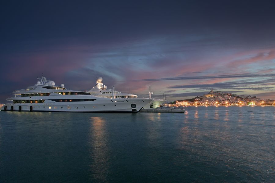 Yachts moored at Marina Ibiza