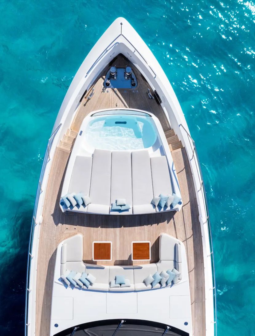 Bird's-eye view of a mega yacht