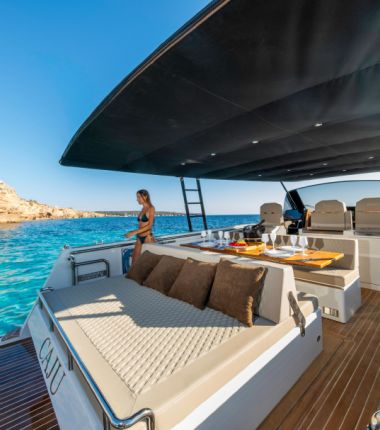 woman enjoying a mega yacht in Ibiza